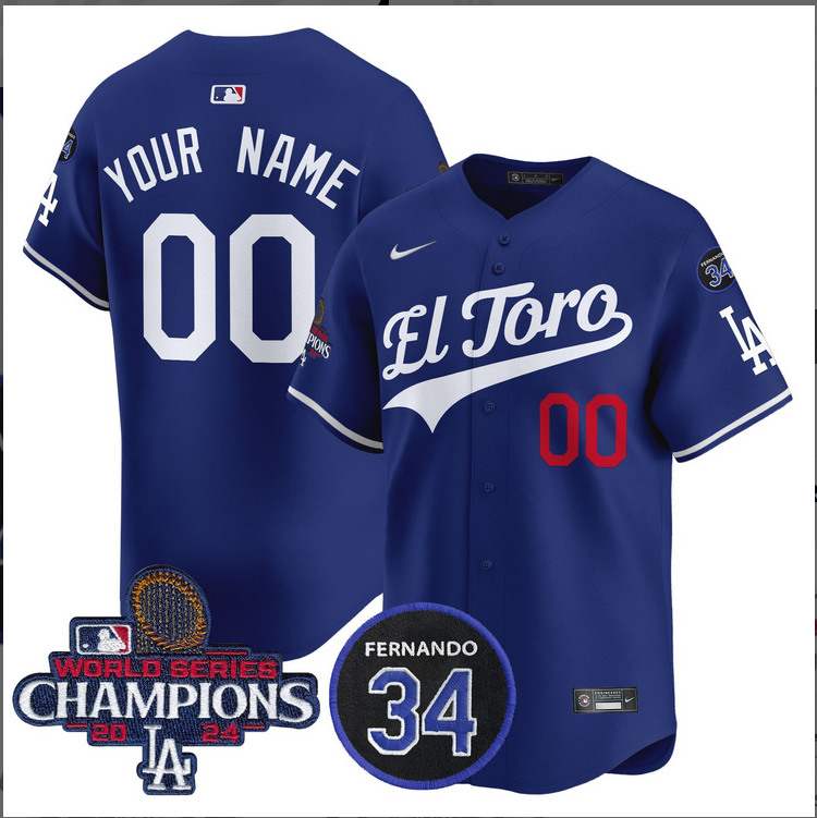 Men MLB Los Angeles Dodgers Custom blue 2024 World Series Champions Patch Cooperstown Jersey style 2->customized mlb jersey->Custom Jersey
